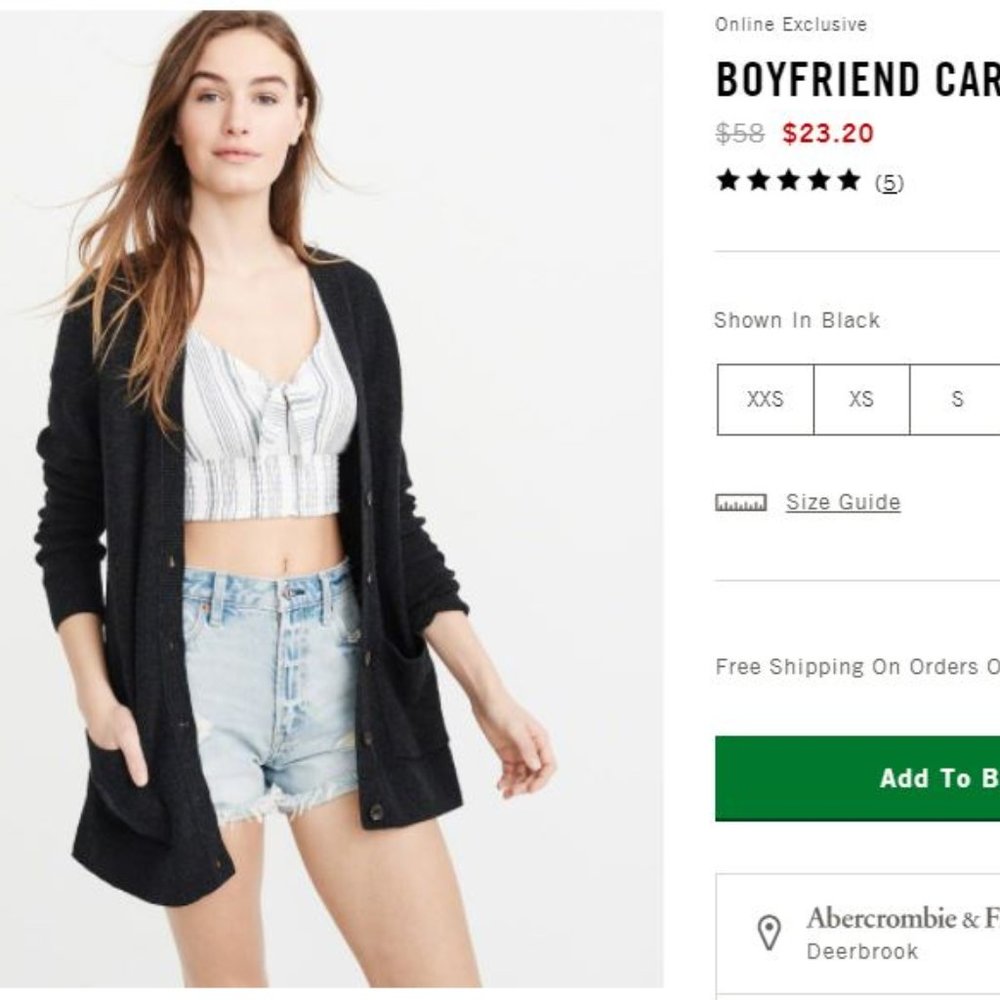 Abercrombie & Fitch Boyfriend Cardigan M *New*